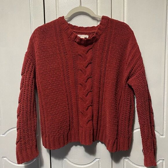 Aeropostale Cropped Sweater Womens M Cable Knit Boxy red/orange - Picture 5 of 7